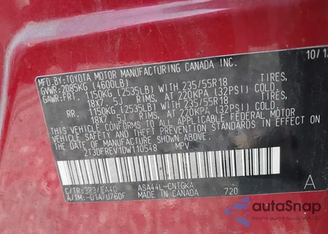 2013 Toyota Rav4 Limited z USA, uszkodzony, nr VIN 2T3DFREV1DW110548